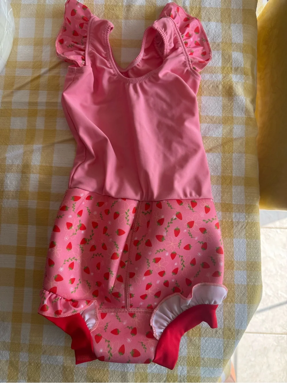 Kids Pink Strawberry Rashguard One-Piece Swimsuit
